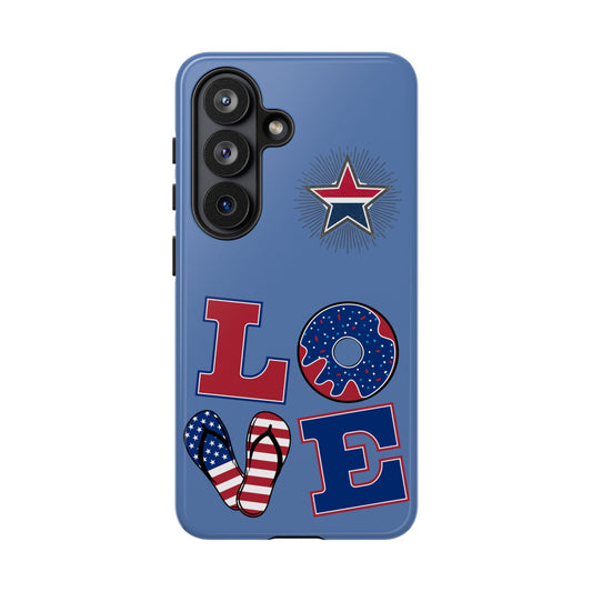 Patriotic LOVE Phone Case – Red White Blue Star & Americana Design